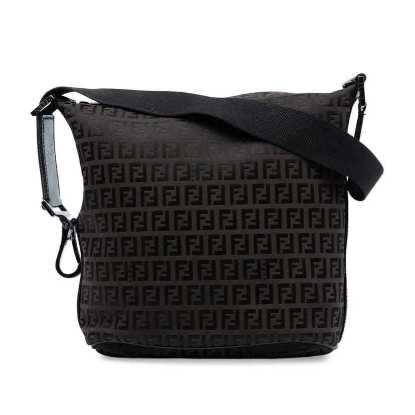 Fendi Zucchino Canvas Shoulder Bag Brown Canvas Very good condition - Front View