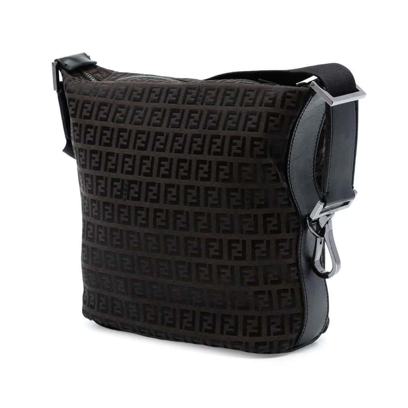 Fendi Zucchino Canvas Shoulder Bag Brown Canvas Very good condition - Back View