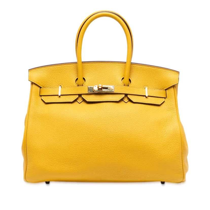Hermès Togo Birkin Retourne 35 Yellow Leather Good condition - Front View
