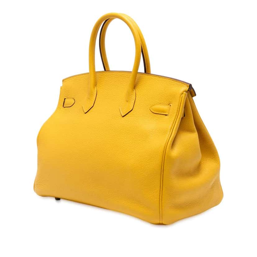 Hermès Togo Birkin Retourne 35 Yellow Leather Good condition - Back View