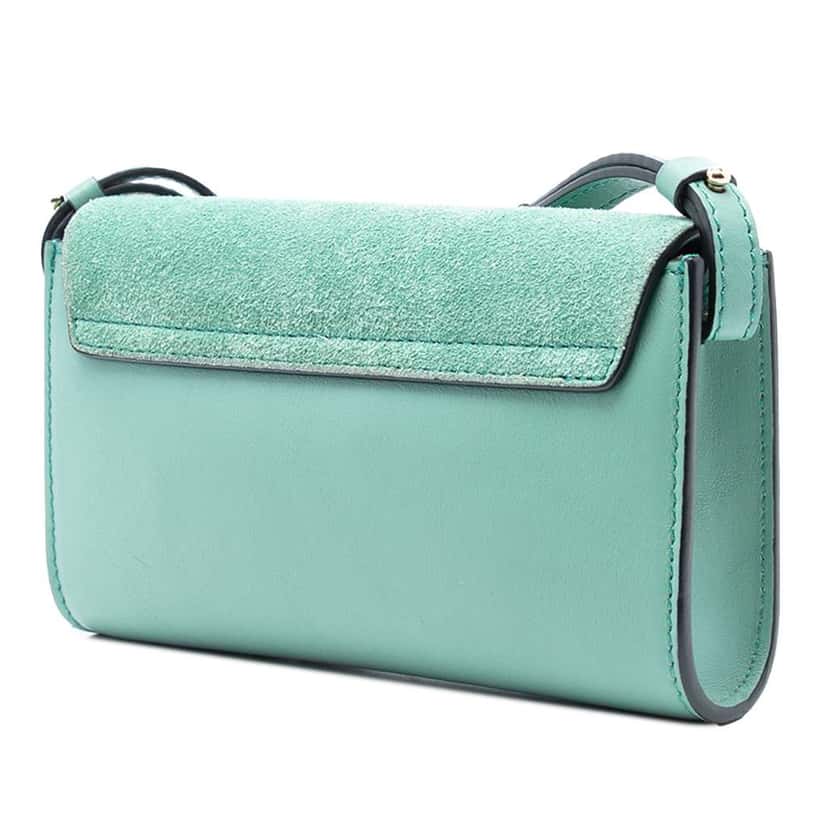 Chloé Small Suede and Calfskin Faye Crossbody Green Leather Good condition - Back View