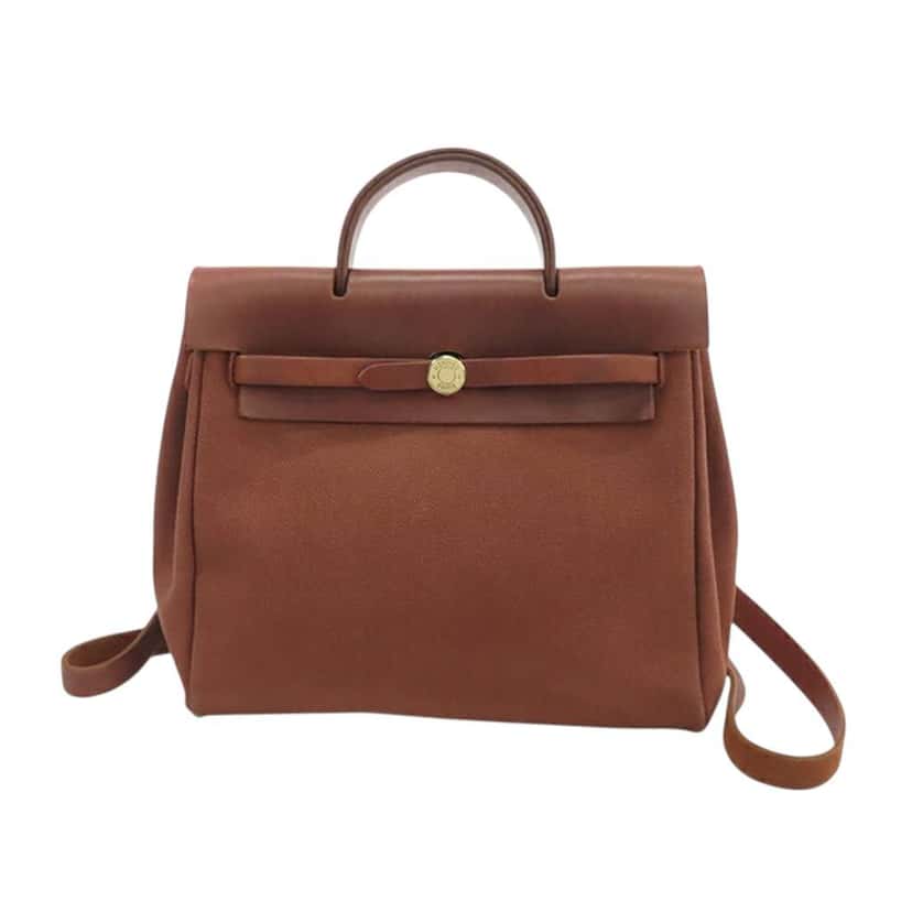 Hermès Toile Herbag Backpack PM Brown Canvas Good condition - Front View