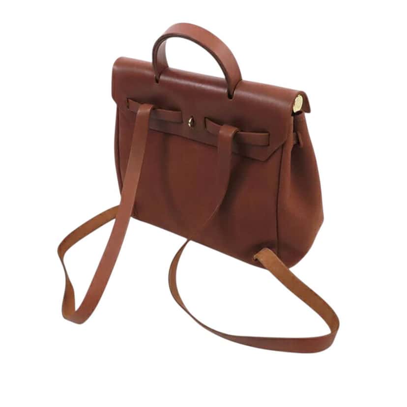 Hermès Toile Herbag Backpack PM Brown Canvas Good condition - Back View