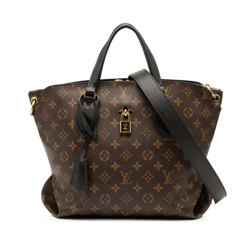 Louis Vuitton Monogram Flower Zipped Tote MM Brown Good condition - Front View