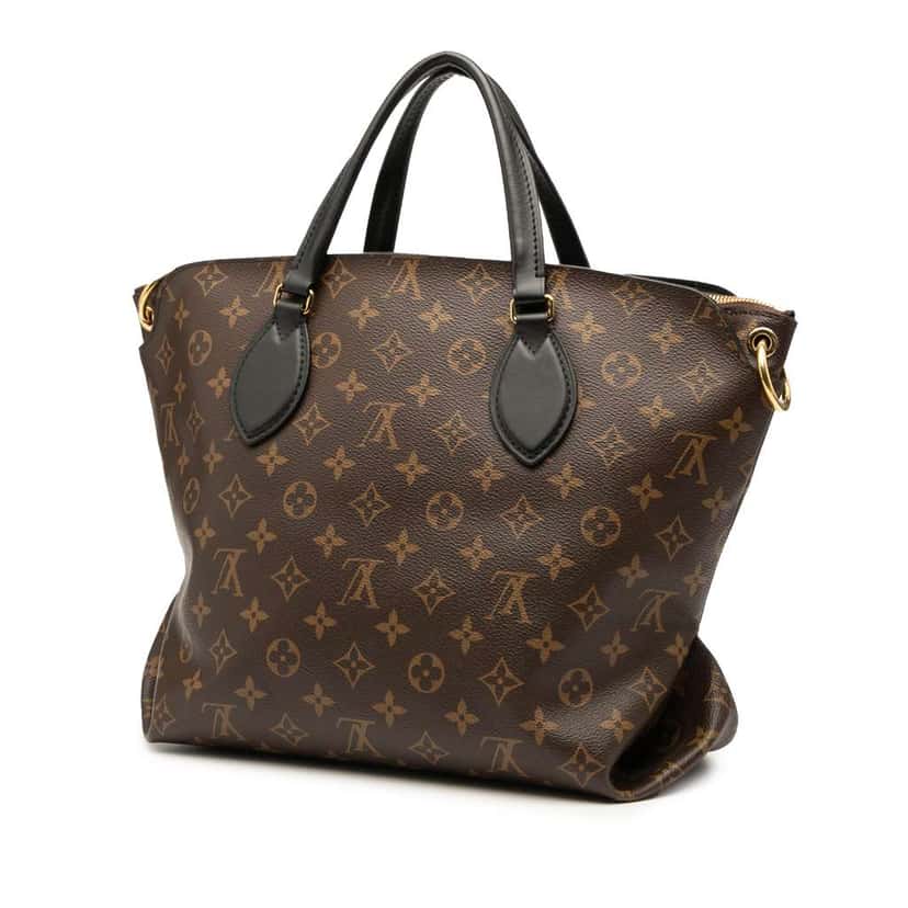 Louis Vuitton Monogram Flower Zipped Tote MM Brown Good condition - Back View