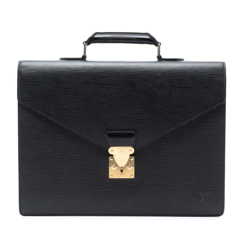 Louis Vuitton Epi Serviette Ambassadeur Black Leather Good condition - Front View