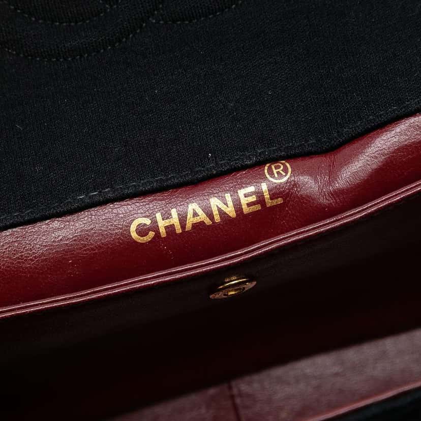 Chanel CC Quilted Jersey and Lambskin Flap Black Cotton Very good condition - Box View