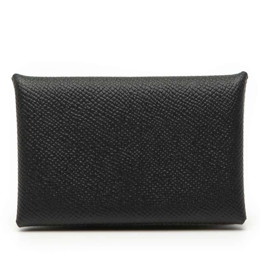 Hermès Epsom Calvi Card Holder Black Leather Good condition - Front View