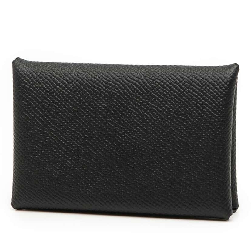 Hermès Epsom Calvi Card Holder Black Leather Good condition - Back View