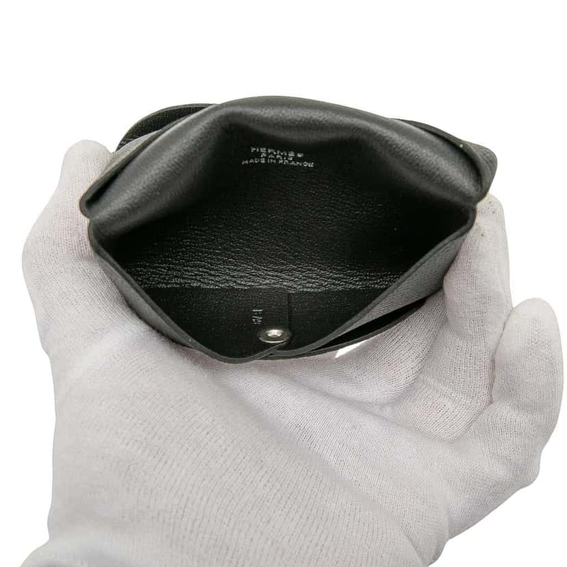 Hermès Epsom Calvi Card Holder Black Leather Good condition - Model View