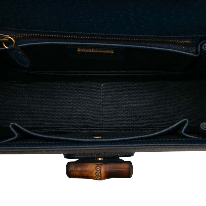 Gucci 100th Anniversary Medium GG Coated Canvas Kaleidoscope 1947 Bamboo Top Handle Bag Blue Canvas Very good condition - Model View