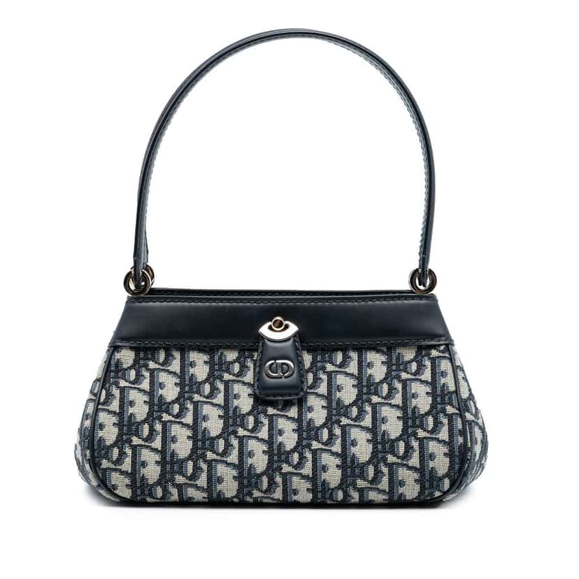 Dior Oblique Canvas Key Shoulder Bag Blue Canvas Very good condition - Front View