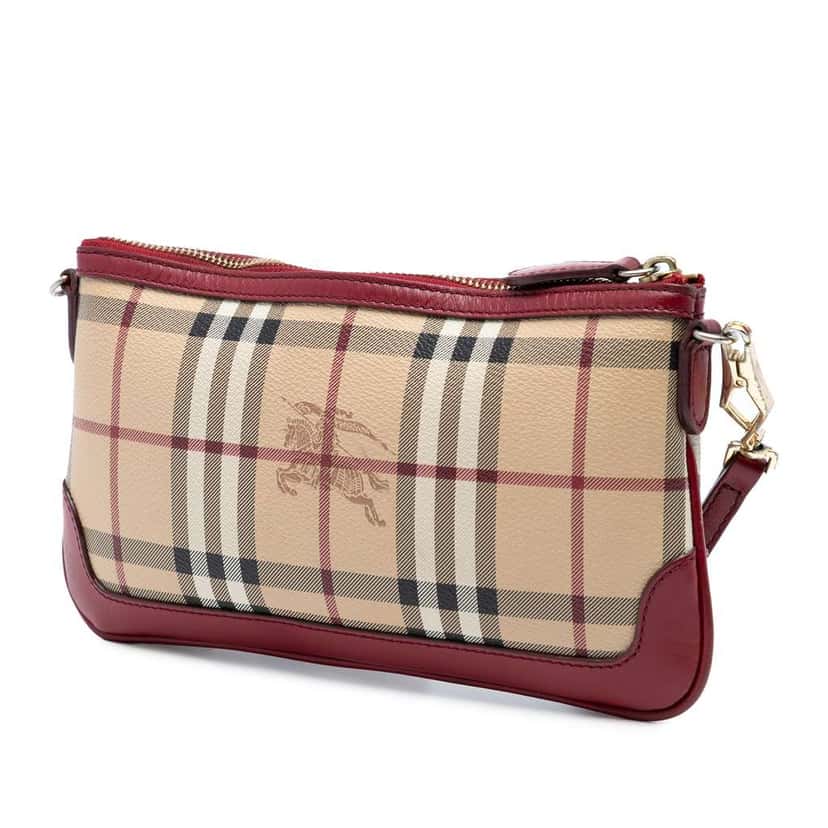 Burberry Haymarket Check Coated Canvas Peyton Crossbody Brown Canvas Good condition - Back View