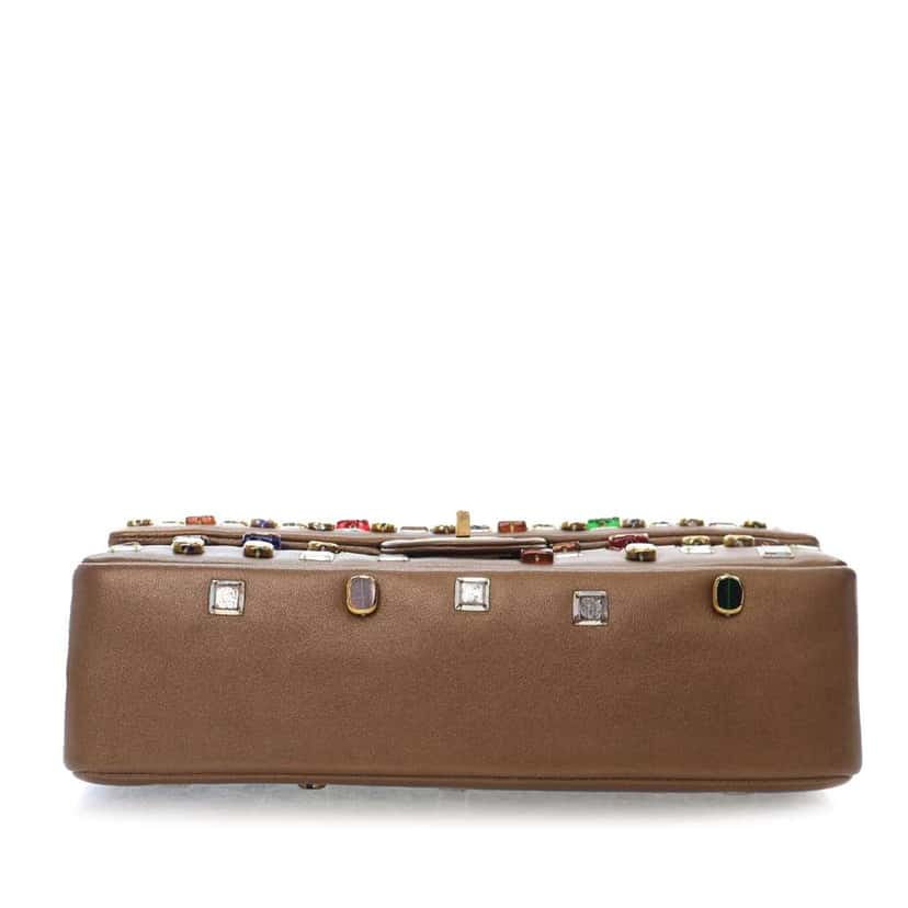 Chanel Paris Byzance Gripoix Bijoux Reissue 2.55 Calfskin Single Flap 225 Brown Leather Good condition - Inside View