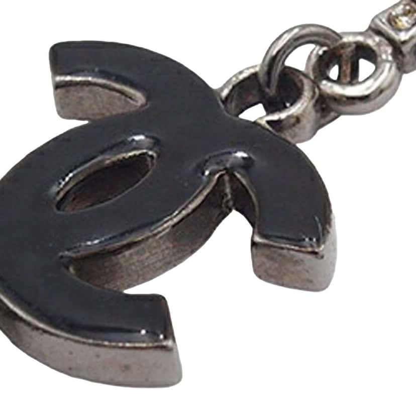 Chanel Silver Plated Faux Pearl Enamel CC Eiffel Tower Charm Necklace Silver Silver Good condition - Box View