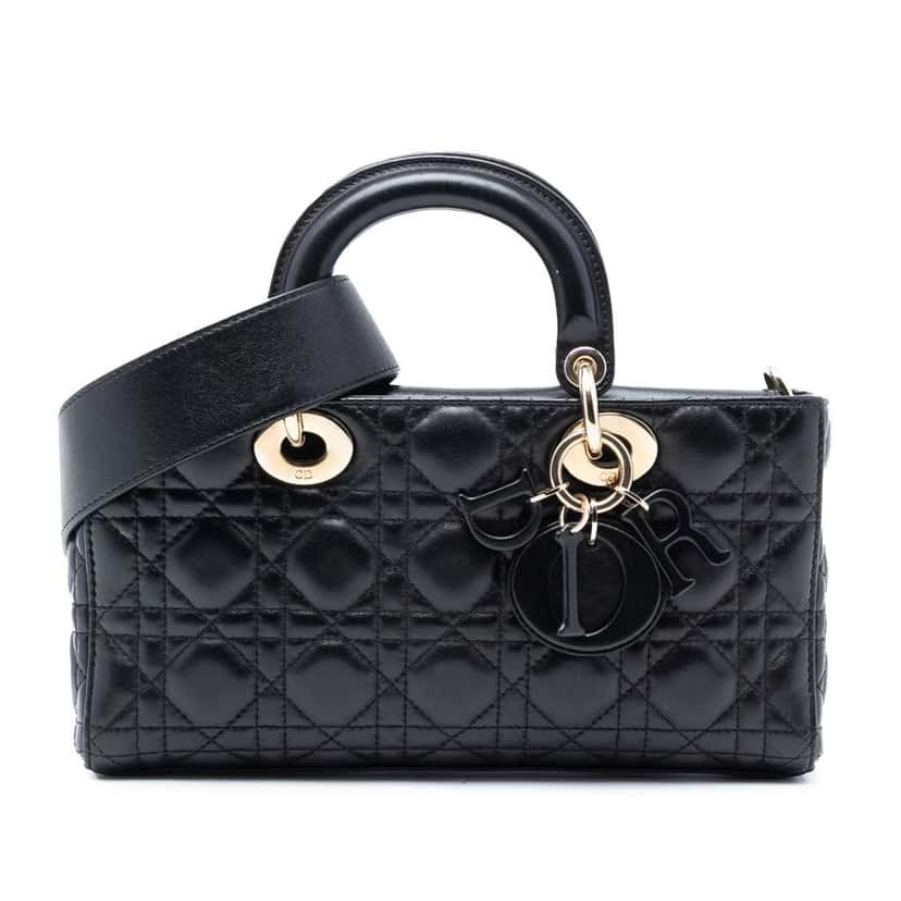 Dior Medium Lambskin Cannage Lady D Joy Black Leather Good condition - Front View