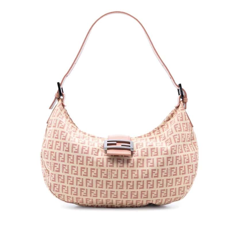 Fendi Zucchino Canvas Shoulder Bag Brown Canvas Good condition - Front View