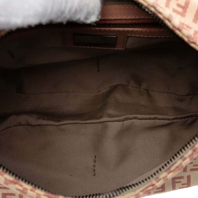 Fendi Zucchino Canvas Shoulder Bag Brown Canvas Good condition - Model View
