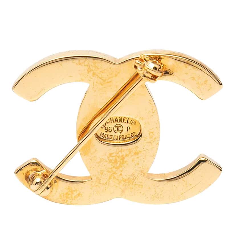 Chanel Gold Plated CC Turnlock Brooch Gold Metal Good condition - Back View