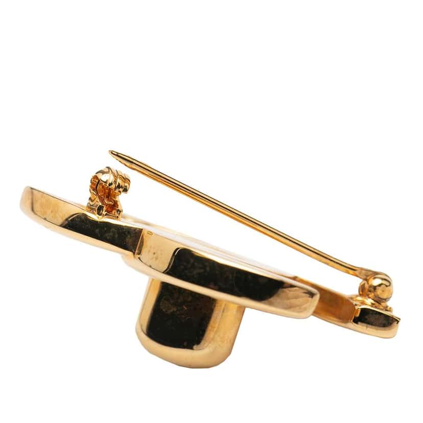 Chanel Gold Plated CC Turnlock Brooch Gold Metal Good condition - Model View