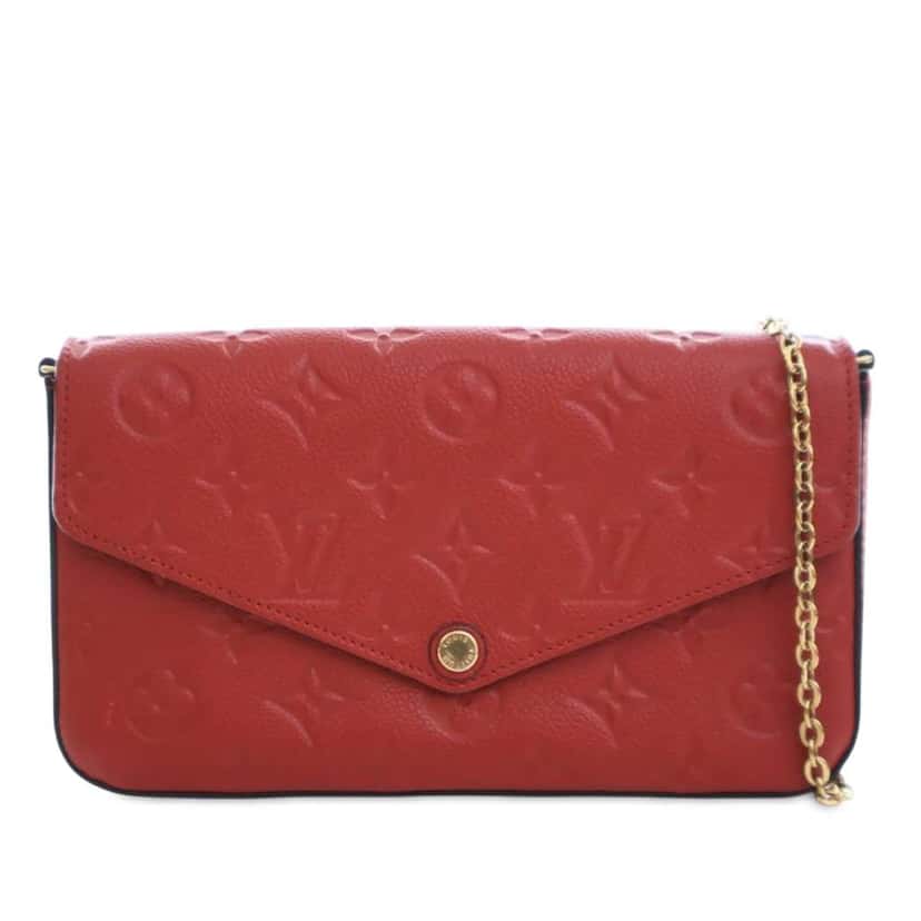 Louis Vuitton Monogram Empreinte Pochette Felicie Red Leather Good condition - Front View
