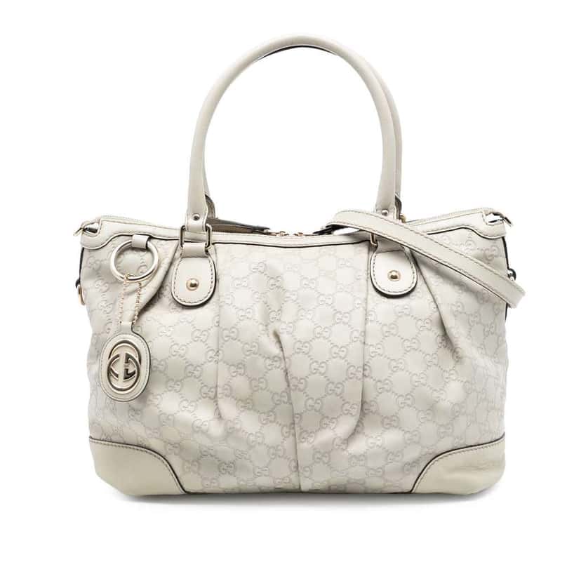 Gucci Guccissima Sukey Satchel White Leather Good condition - Front View