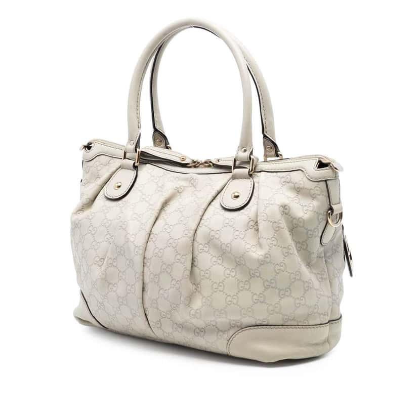 Gucci Guccissima Sukey Satchel White Leather Good condition - Back View