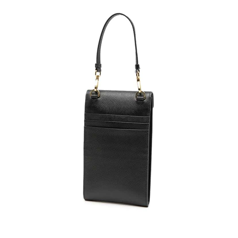 Prada Mini Saffiano Lux Top Handle Bag Black Leather Good condition - Back View