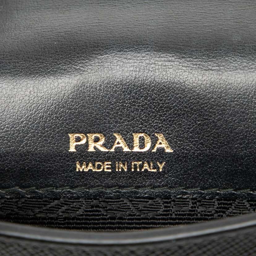 Prada Mini Saffiano Lux Top Handle Bag Black Leather Good condition - Box View