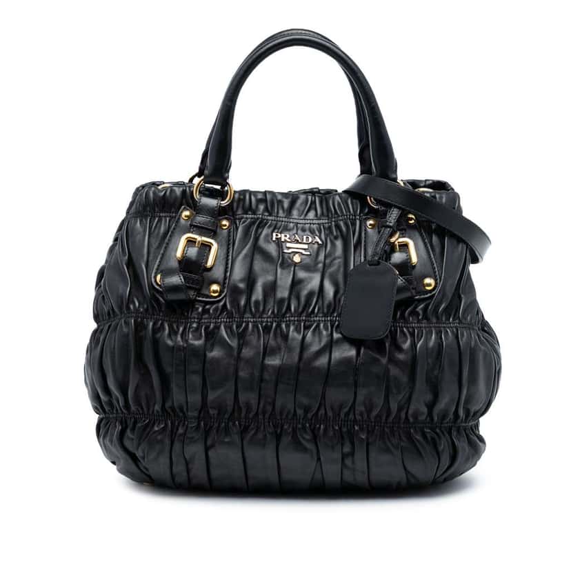 Prada Nappa Gaufre Satchel Black Leather Good condition - Front View