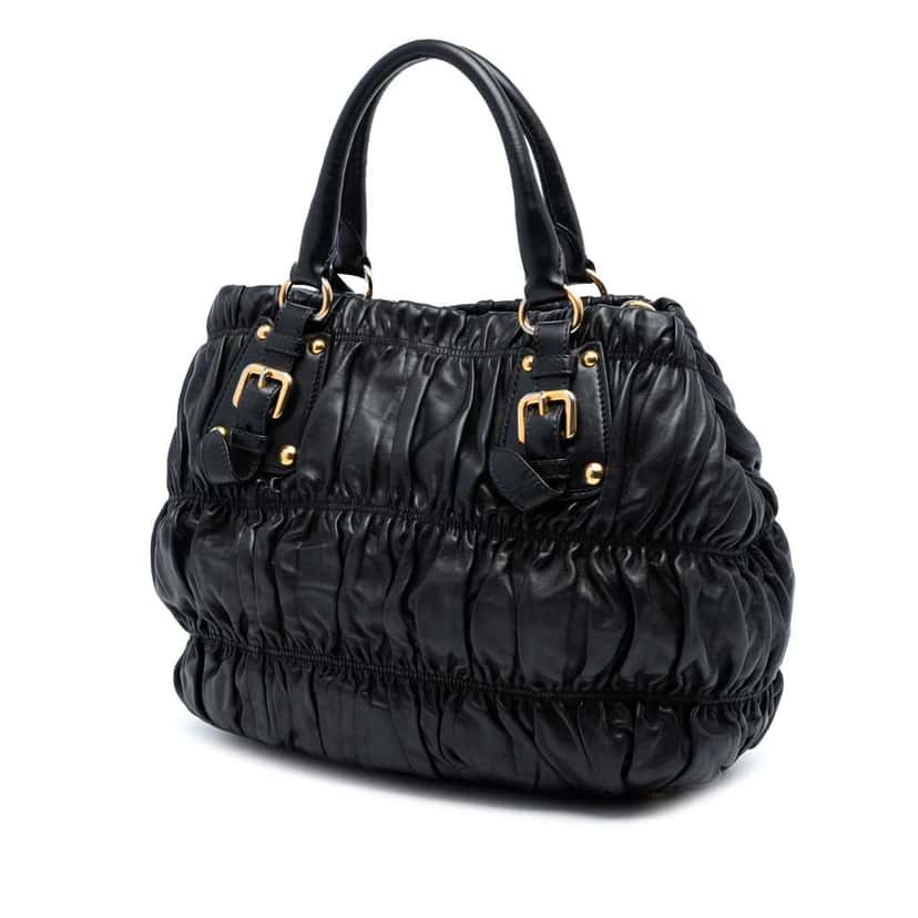 Prada Nappa Gaufre Satchel Black Leather Good condition - Back View