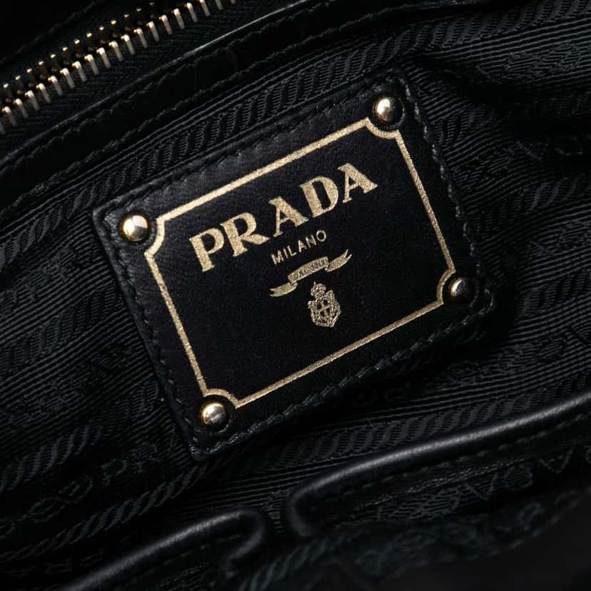 Prada Nappa Gaufre Satchel Black Leather Good condition - Box View