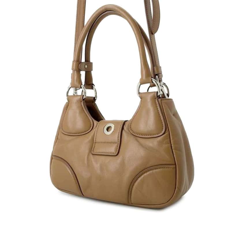 Prada Nappa Soft Padded Re Edition 2002 Moon Satchel Brown Leather Good condition - Back View