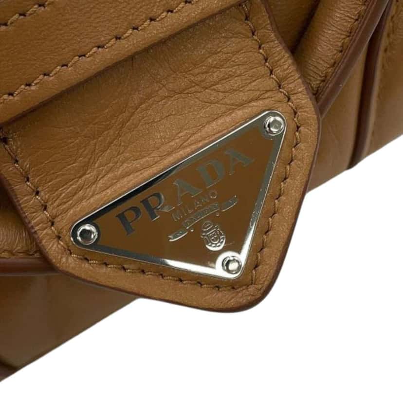 Prada Nappa Soft Padded Re Edition 2002 Moon Satchel Brown Leather Good condition - Box View
