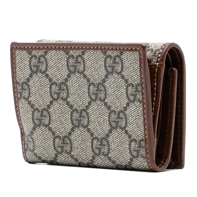 Gucci GG Supreme Horsebit 1955 Trifold Wallet Brown Canvas Good condition - Back View