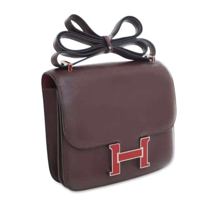 Hermès Mini Swift Verso Constance 18 Red Leather Good condition - Back View