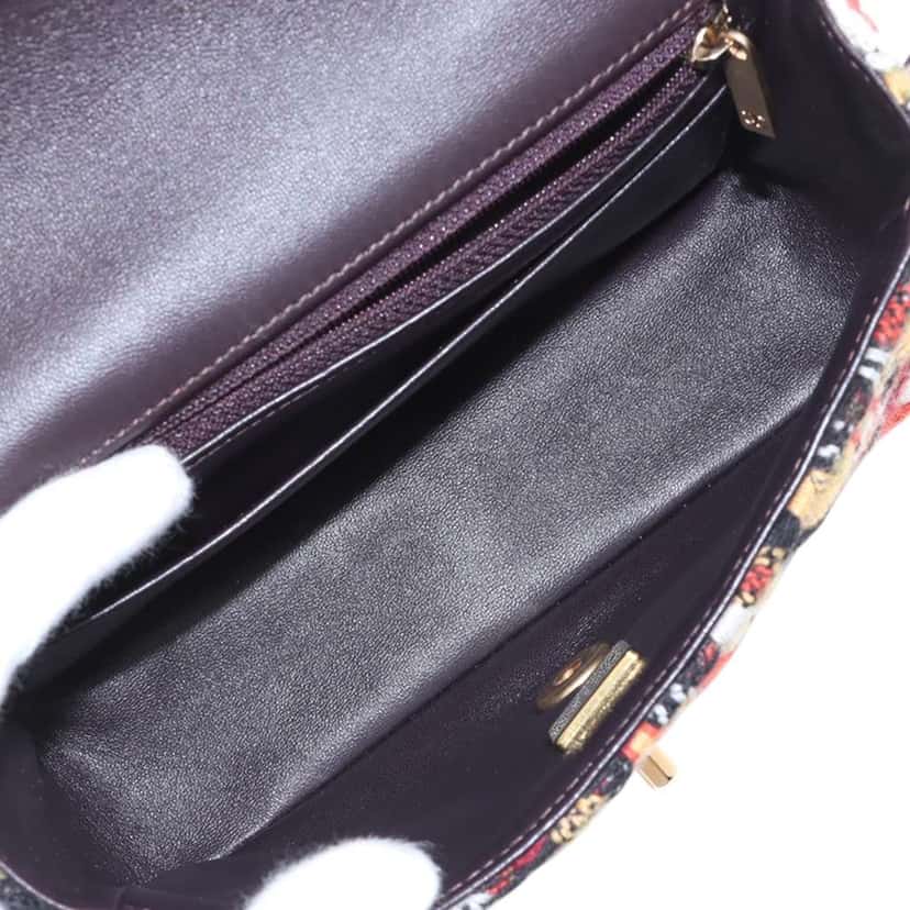 Chanel Mini Rectangular Classic Tweed Single Flap Orange Tweed Good condition - Inside View