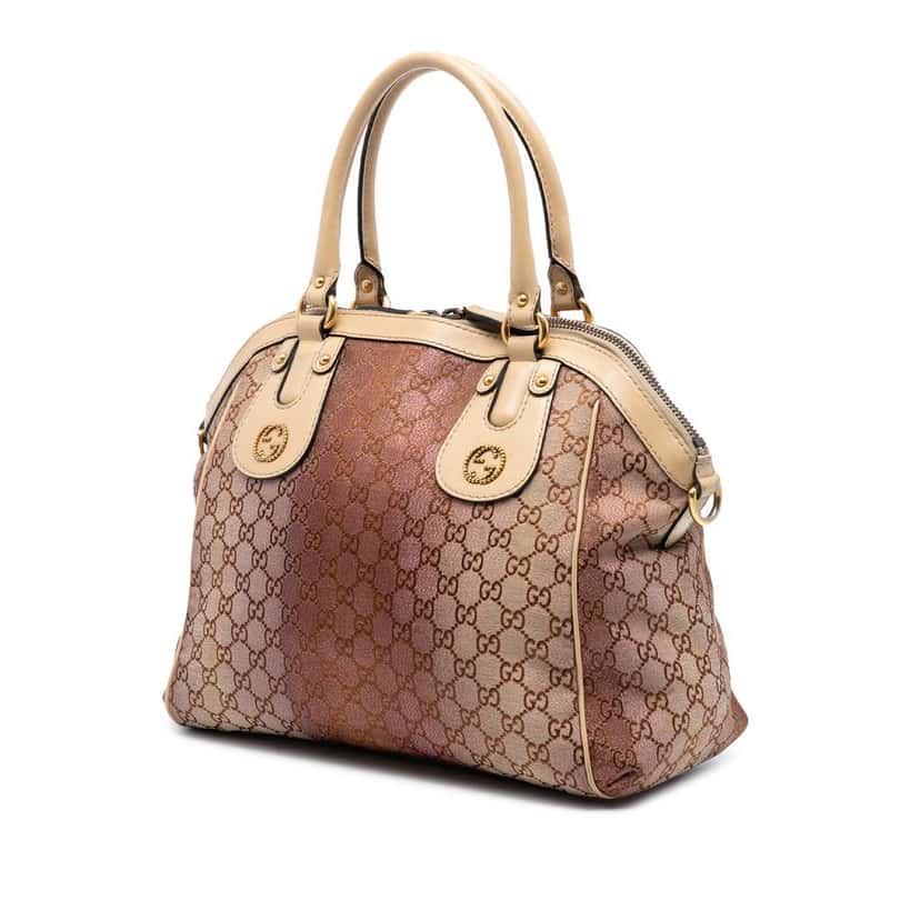 Gucci Medium GG Lurex Scarlett Satchel Brown Canvas Good condition - Back View