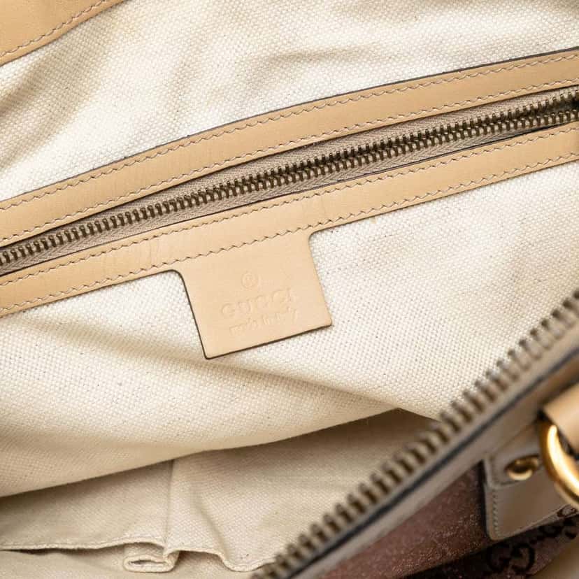 Gucci Medium GG Lurex Scarlett Satchel Brown Canvas Good condition - Box View