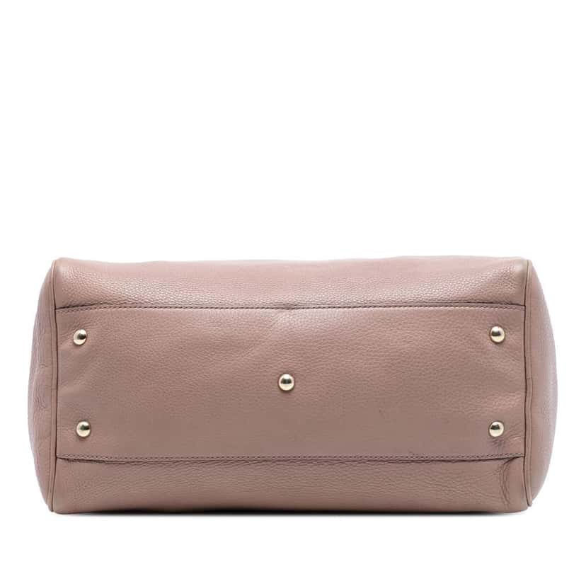 Gucci Medium Calfskin Bamboo Shopper Boston Bag Pink Leather Very good condition - Inside View