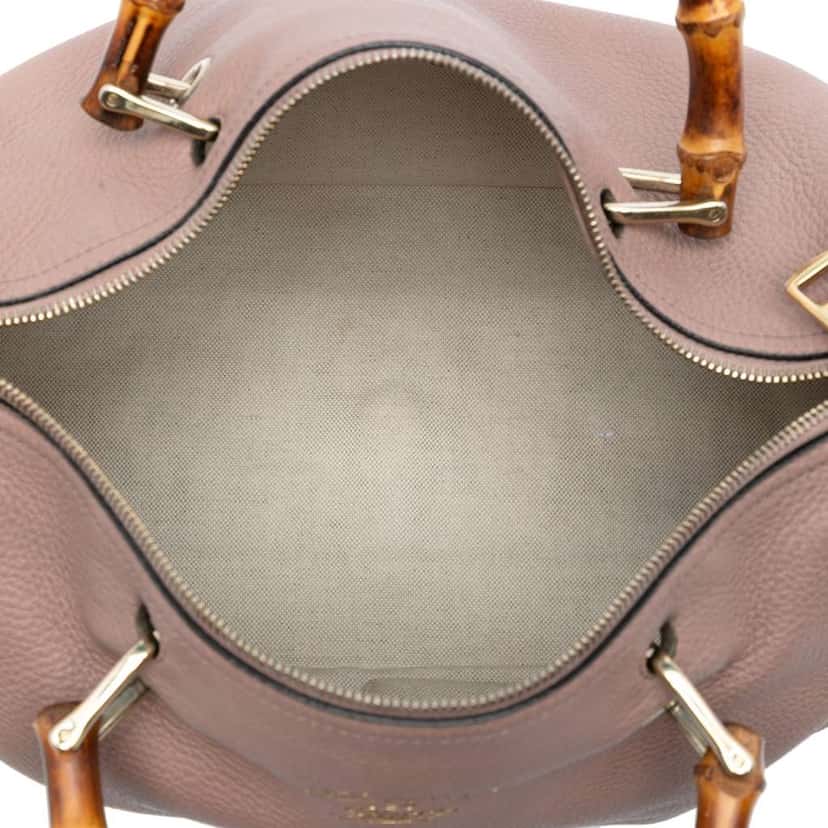 Gucci Medium Calfskin Bamboo Shopper Boston Bag Pink Leather Very good condition - Model View