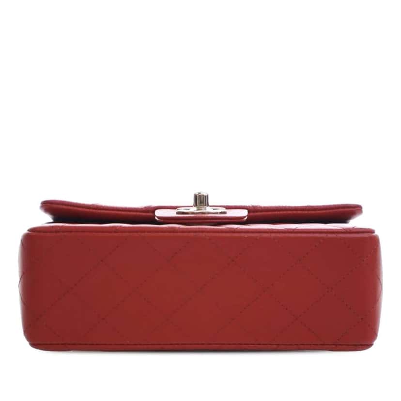 Chanel Mini Rectangular Classic Caviar Single Flap Red Leather Good condition - Inside View