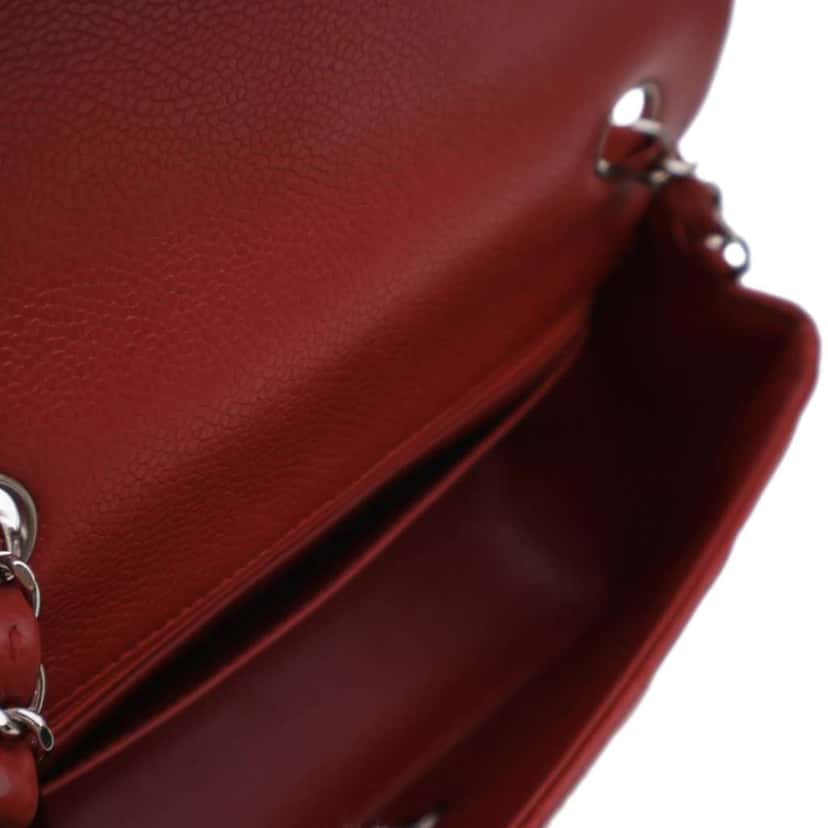 Chanel Mini Rectangular Classic Caviar Single Flap Red Leather Good condition - Model View