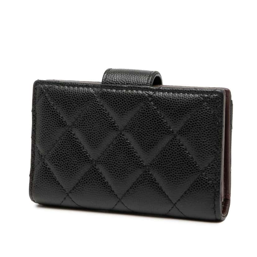 Chanel CC Quilted Caviar Card Holder Black Leather Good condition - Back View