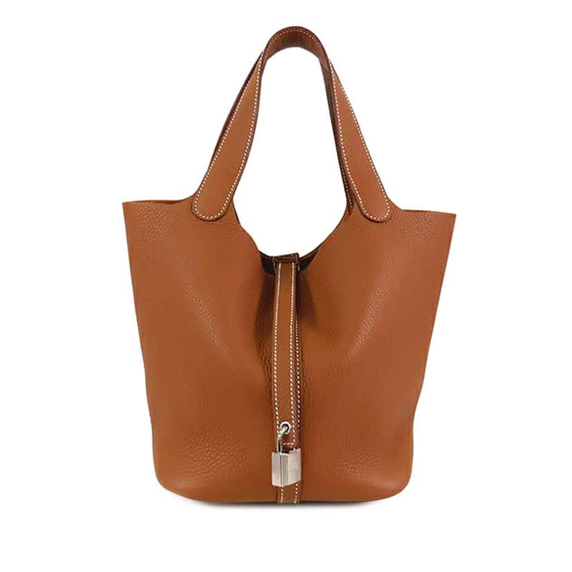 Hermès Clemence Picotin Lock 22 Brown Leather Good condition - Front View