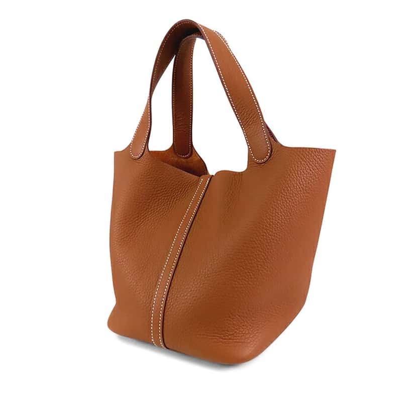 Hermès Clemence Picotin Lock 22 Brown Leather Good condition - Back View