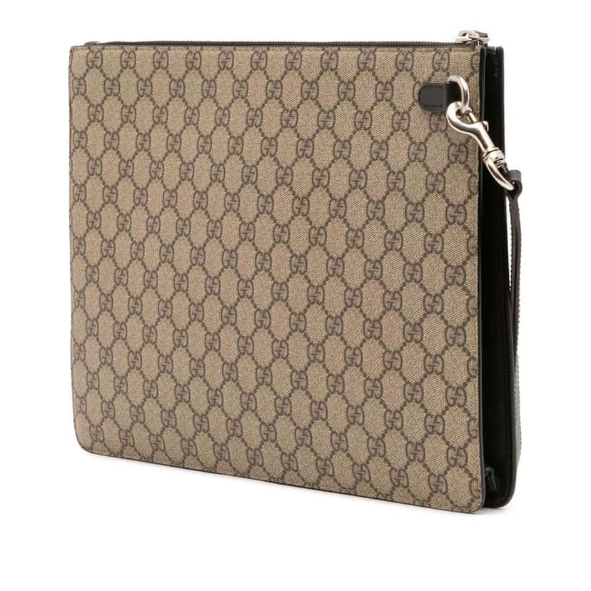 Gucci GG Supreme Web Clutch Brown Canvas Good condition - Back View