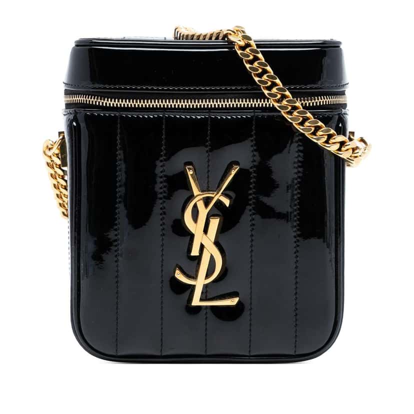 Saint Laurent Patent Vicky Vanity Bag Black Leather Very good condition - Front View