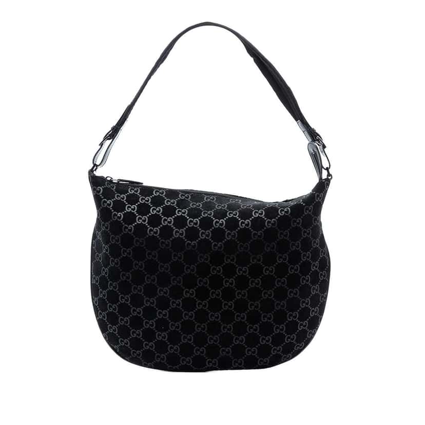 Gucci GG Suede Hobo Black Leather Good condition - Front View