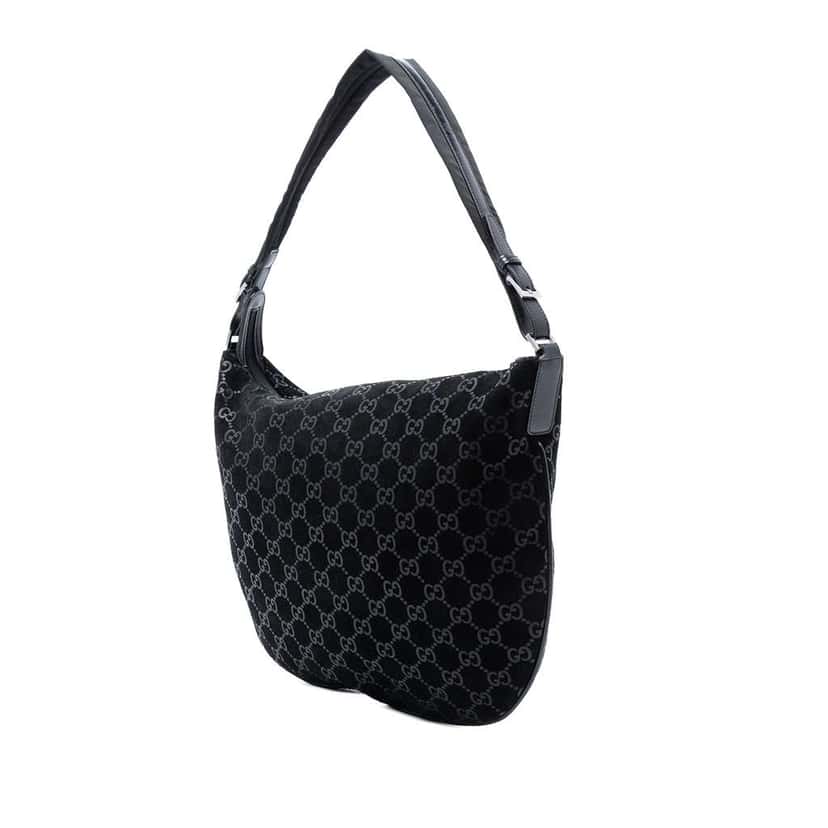 Gucci GG Suede Hobo Black Leather Good condition - Back View